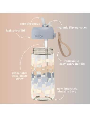 Botella de Agua Bentgo Kids 15 oz Tritan Gradiente Cuadrados