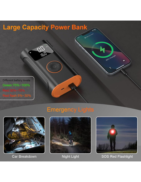 Inflador de Neumáticos ZSX YS002 Portátil 160 PSI Batería 12V