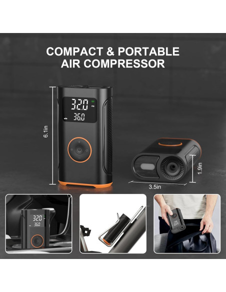 Inflador de Neumáticos ZSX YS002 Portátil 160 PSI Batería 12V