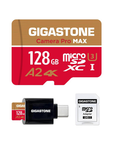 GIGASTONE Tarjeta Micro SD 128GB + Lector USB Tipo C 4K