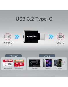 GIGASTONE Tarjeta Micro SD 128GB + Lector USB Tipo C 4K 2