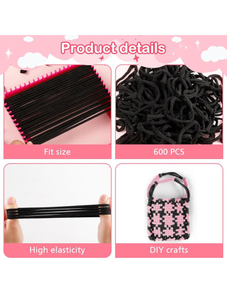 600 Anillos de Telar Negros DNPHRPY para Manualidades DIY