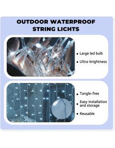 Luz de Cortina LED 200 luces Blancas 2.0x2.0m SINAMER 2