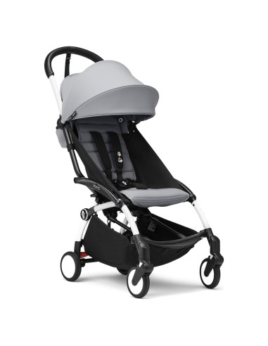 Cochecito Stokke YOYO3 Plegable 6 Meses - Marco Blanco y Cojín Piedra