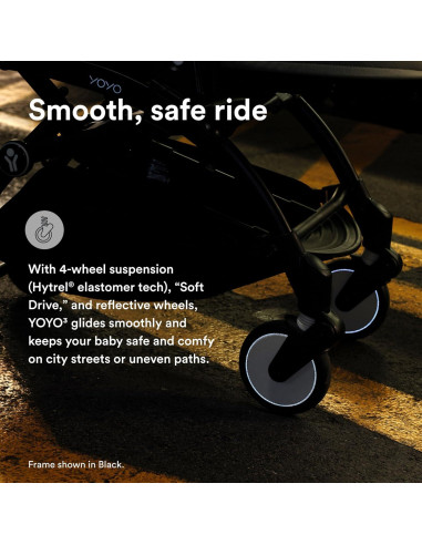 Cochecito Stokke YOYO3 Plegable 6 Meses - Marco Blanco y Cojín Piedra