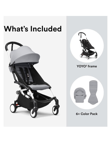 Cochecito Stokke YOYO3 Plegable 6 Meses - Marco Blanco y Cojín Piedra