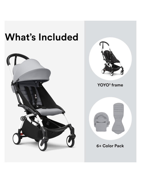 Cochecito Stokke YOYO3 Plegable 6 Meses - Marco Blanco y Cojín Piedra