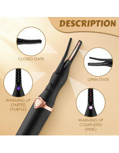 Rizador de Pestañas Eléctrico Rewdut 2-en-1 Recargable USB 2