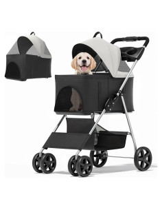 Carrito Plegable para Mascotas MoNiBloom 3 en 1 Negro hasta 15 kg