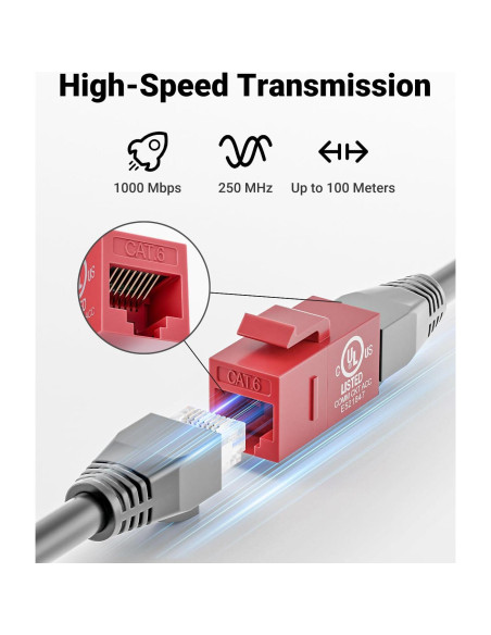 Acoplador Keystone CAT6 VCE Rojo Hembra a Hembra 5-Pack