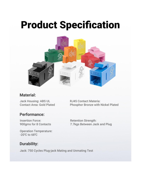 Acoplador Keystone CAT6 VCE Rojo Hembra a Hembra 5-Pack