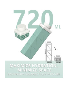 Botella de Agua Plegable 720ml BEAUTAIL Verde Ligera y Reutilizable 2