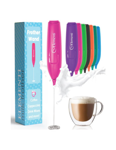 Varita Espumadora de Leche Elementi Rosa Brillante - Batidor Eléctrico