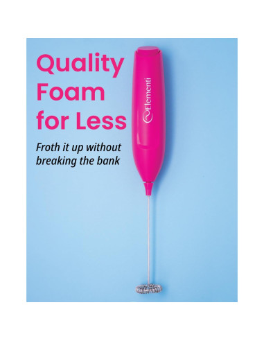 Varita Espumadora de Leche Elementi Rosa Brillante - Batidor Eléctrico