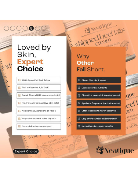 Grasa de Res Alimentada con Pasto Neatique 60.3g Hidratante Piel