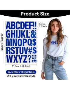 10 Hojas Letras Termoadhesivas Azules CXWLJL para Ropa 2