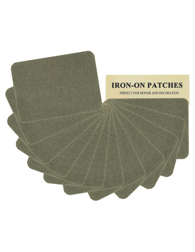 12 Piezas Parches de Tela Algodón J.CARP Verde Oscuro 10.5x7.5cm