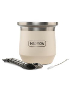 Taza de Yerba Mate MADFLOW Acero Inoxidable 226ml con 2 Bombillas