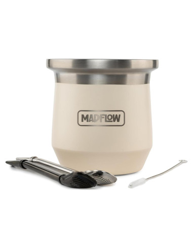 Taza de Yerba Mate MADFLOW Acero Inoxidable 226ml con 2 Bombillas