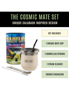 Taza de Yerba Mate MADFLOW Acero Inoxidable 226ml con 2 Bombillas 2