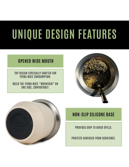 Taza de Yerba Mate MADFLOW Acero Inoxidable 226ml con 2 Bombillas