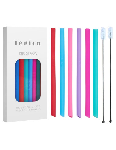 Popotes de Silicona Reutilizables Tegion para Niños 14 cm
