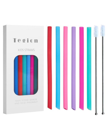 Popotes de Silicona Reutilizables Tegion para Niños 14 cm