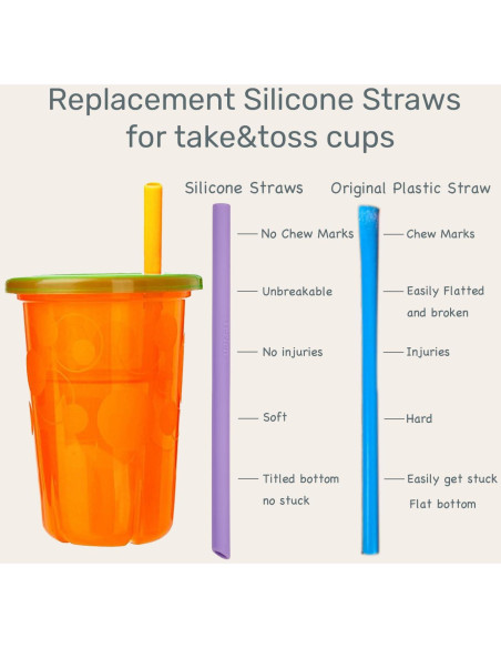 Popotes de Silicona Reutilizables Tegion para Niños 14 cm