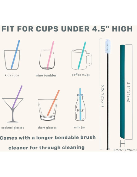 Popotes de Silicona Reutilizables Tegion para Niños 14 cm