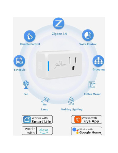 Enchufe Inteligente Jinvoo Zigbee Mini Inalámbrico 2 Unidades