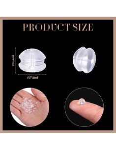 Respaldos de Aretes Hicarer 100 Piezas Silicona Transparente 2