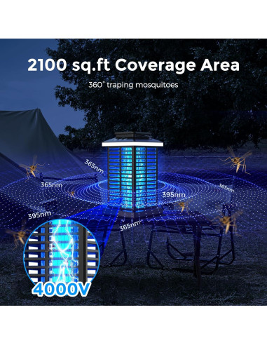 Zapper de Insectos KOOSA Recargable 5000mAh con Luz LED