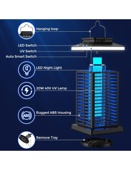 Zapper de Insectos KOOSA Recargable 5000mAh con Luz LED