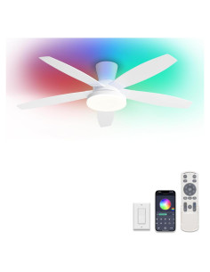 Ventilador de Techo ZMISHIBO 121.9 cm RGB con Control Remoto