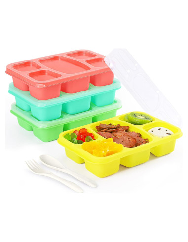 Cajas Bento IVEETTY 4 Pack 5 Compartimentos Reutilizables