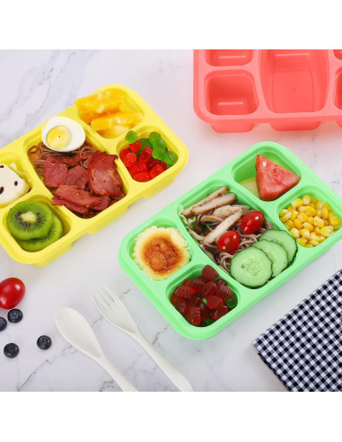 Cajas Bento IVEETTY 4 Pack 5 Compartimentos Reutilizables