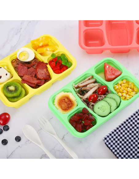 Cajas Bento IVEETTY 4 Pack 5 Compartimentos Reutilizables
