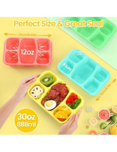 Cajas Bento IVEETTY 4 Pack 5 Compartimentos Reutilizables