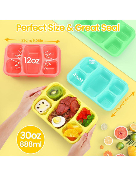 Cajas Bento IVEETTY 4 Pack 5 Compartimentos Reutilizables