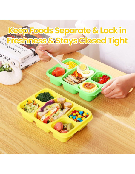 Cajas Bento IVEETTY 4 Pack 5 Compartimentos Reutilizables