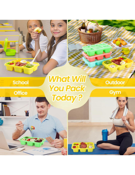 Cajas Bento IVEETTY 4 Pack 5 Compartimentos Reutilizables