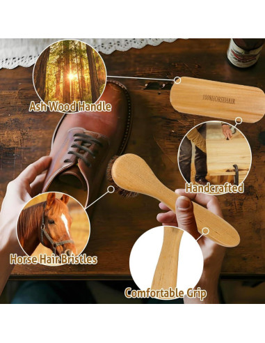 Cepillo para zapatos Zanzike 2 piezas pelo de caballo