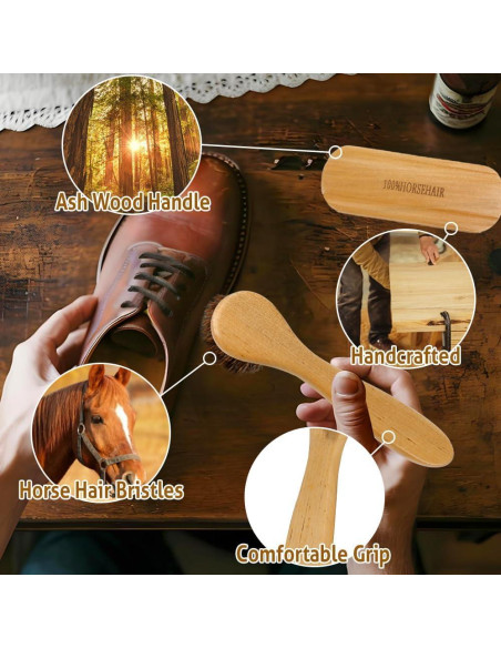 Cepillo para zapatos Zanzike 2 piezas pelo de caballo