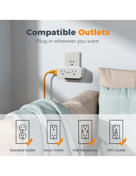 Protector de Sobretensión TESSAN con 4 Salidas AC 1875W