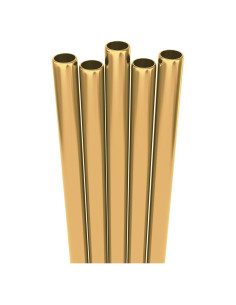 5 Pajitas Cortas Anchas de Acero Inoxidable Fiesta First Oro