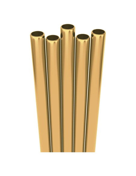 5 Pajitas Cortas Anchas de Acero Inoxidable Fiesta First Oro