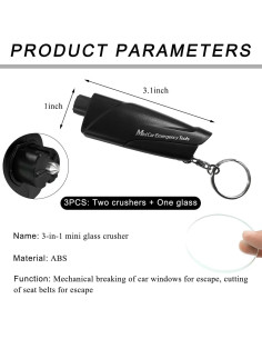 Cortador de cinturón de seguridad y rompeventanas KVAEY 3 en 1 2