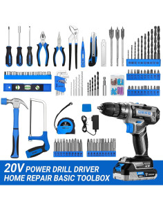 Juego de Herramientas de Taladro Inalámbrico DEKOPRO 20V 2