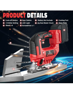 Sierra de calar inalámbrica Cerycose 18V, motor sin escobillas 2