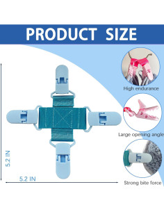Paquete de 2 Clips para Sábanas Josuyofo - Reduce Enredos y Arrugas 2